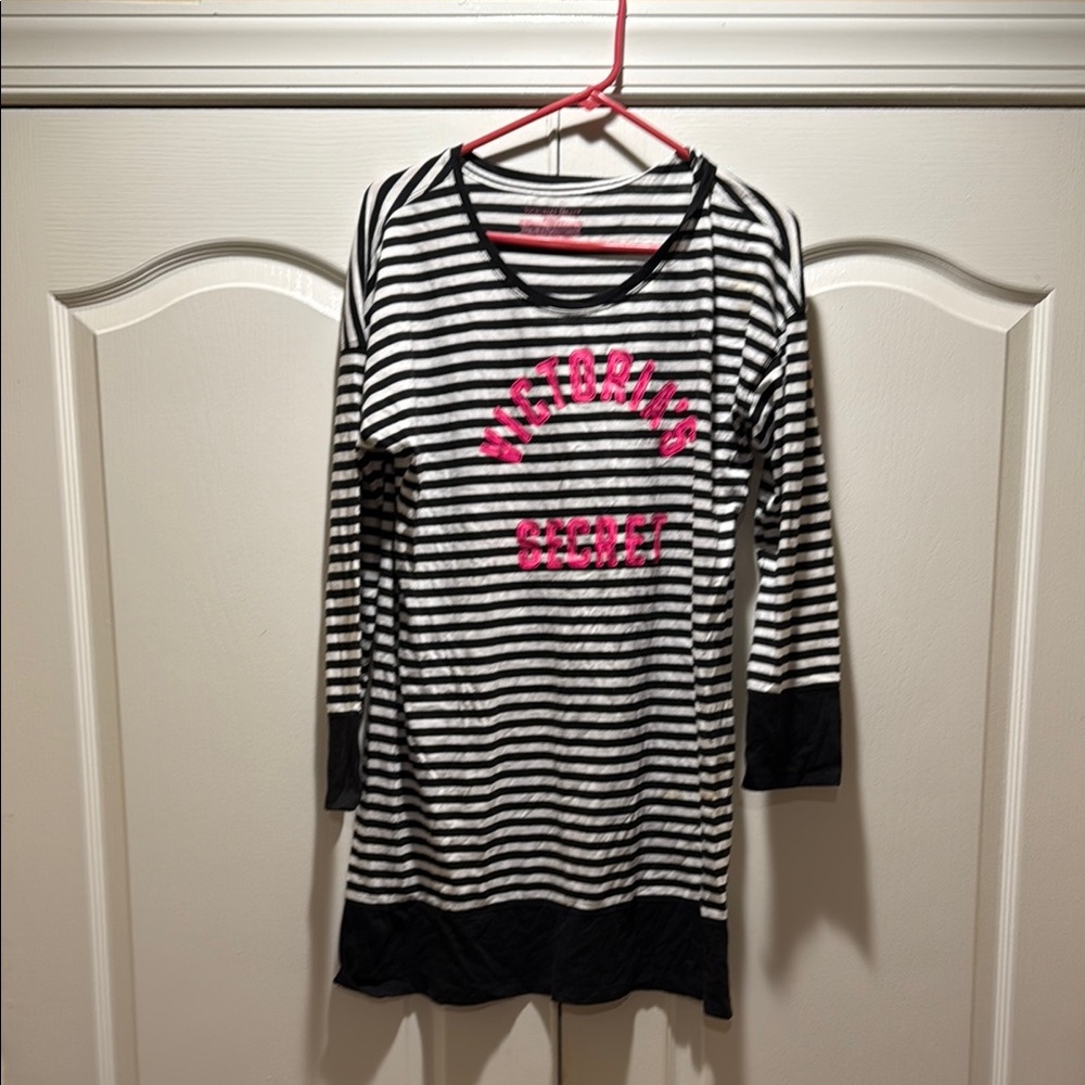 Victoria's Secret Striped Nightshirt with Pink Accents